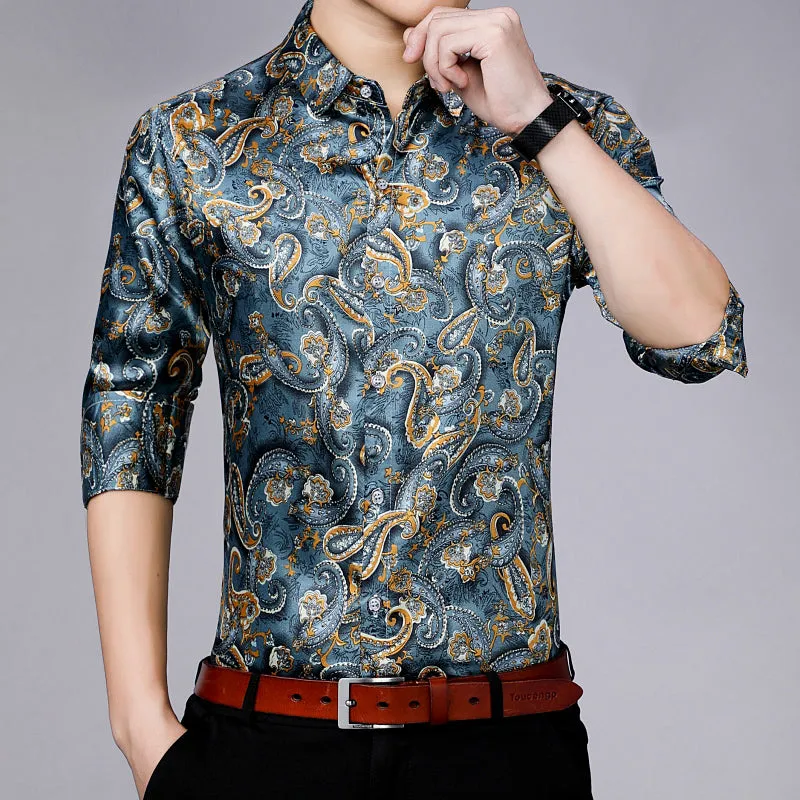 New mens silk shirt long sleeves