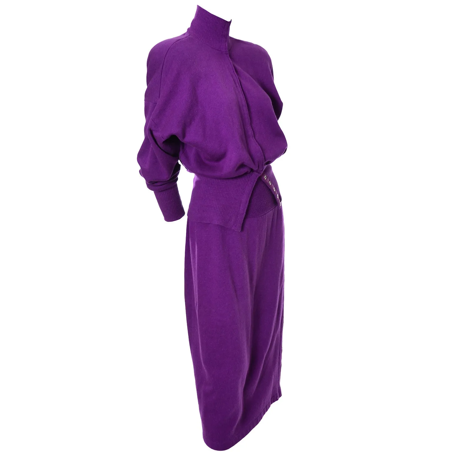 Norma Kamali Vintage Sweatshirt Dress 2pc Skirt Top Ensemble 1980s