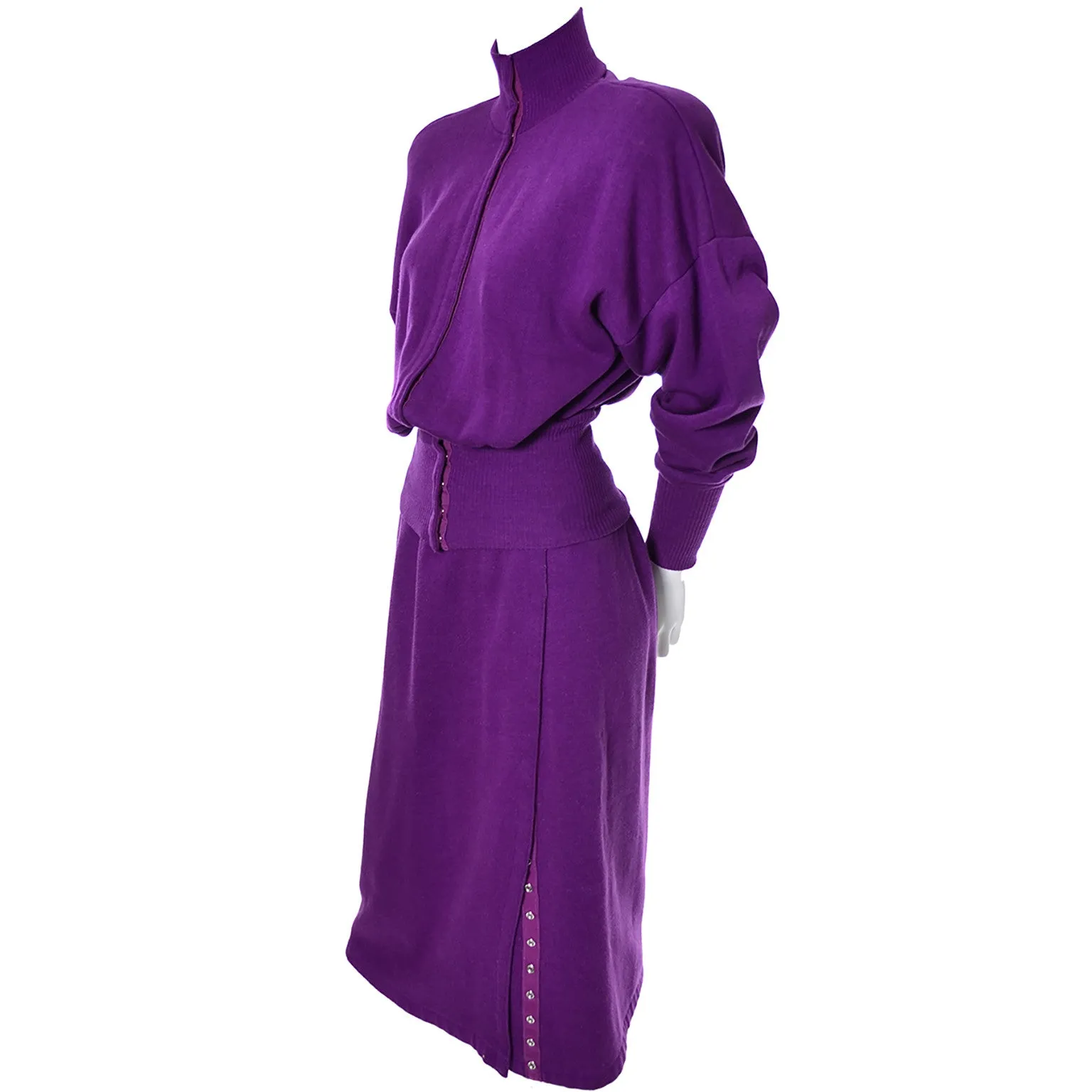 Norma Kamali Vintage Sweatshirt Dress 2pc Skirt Top Ensemble 1980s
