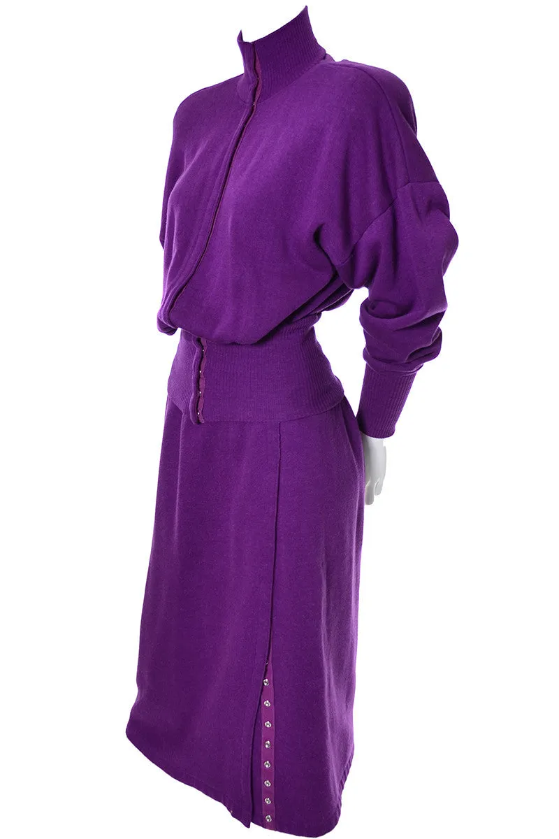 Norma Kamali Vintage Sweatshirt Dress 2pc Skirt Top Ensemble 1980s