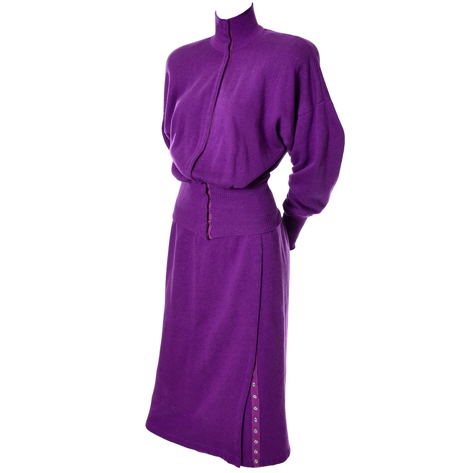 Norma Kamali Vintage Sweatshirt Dress 2pc Skirt Top Ensemble 1980s