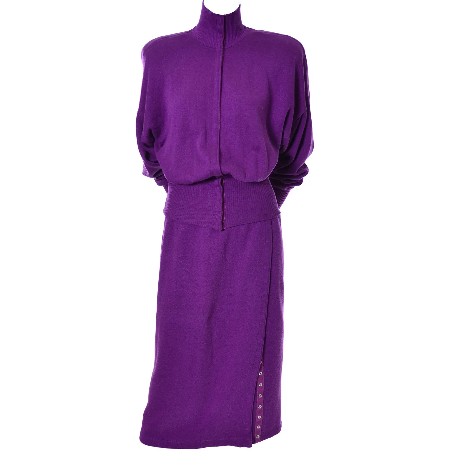 Norma Kamali Vintage Sweatshirt Dress 2pc Skirt Top Ensemble 1980s