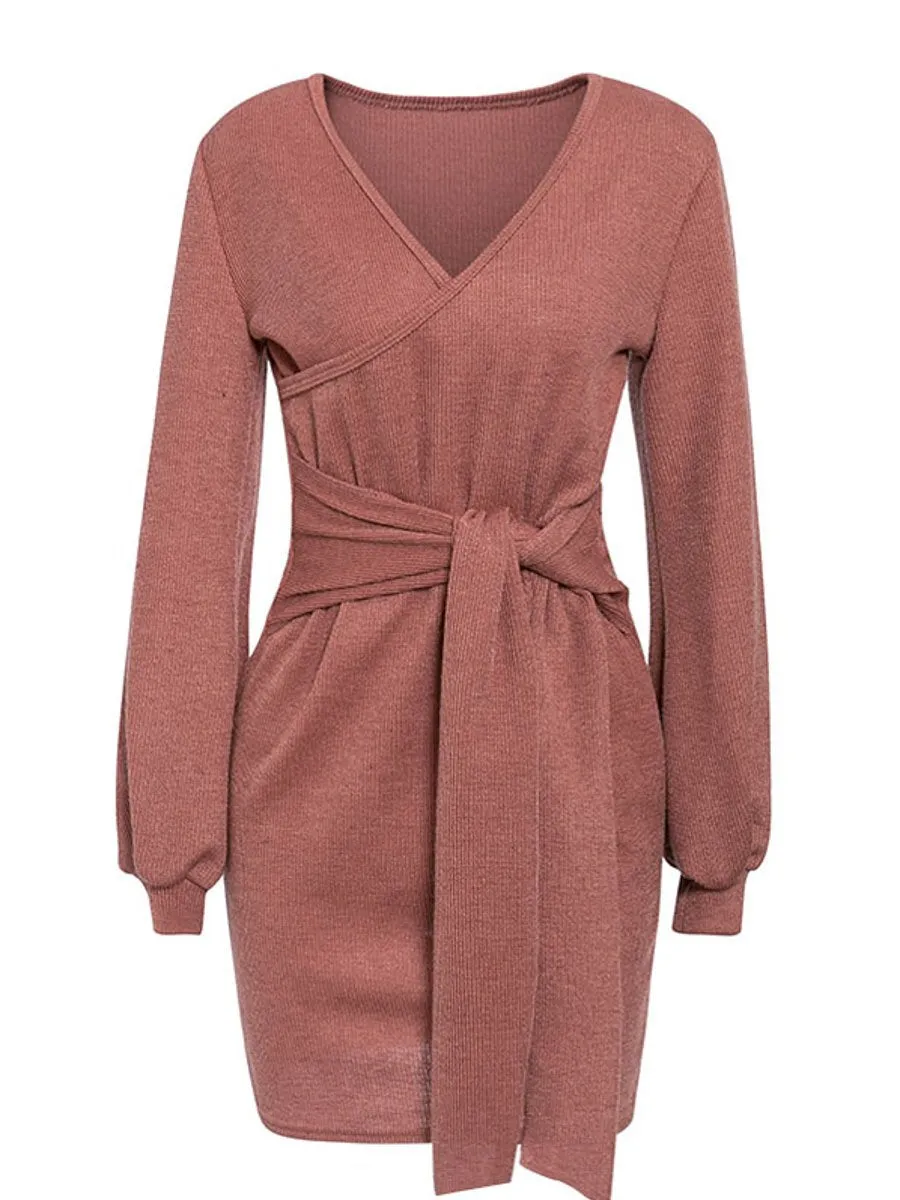 Not Giving Up V Neck Dress - Black/Coral Red