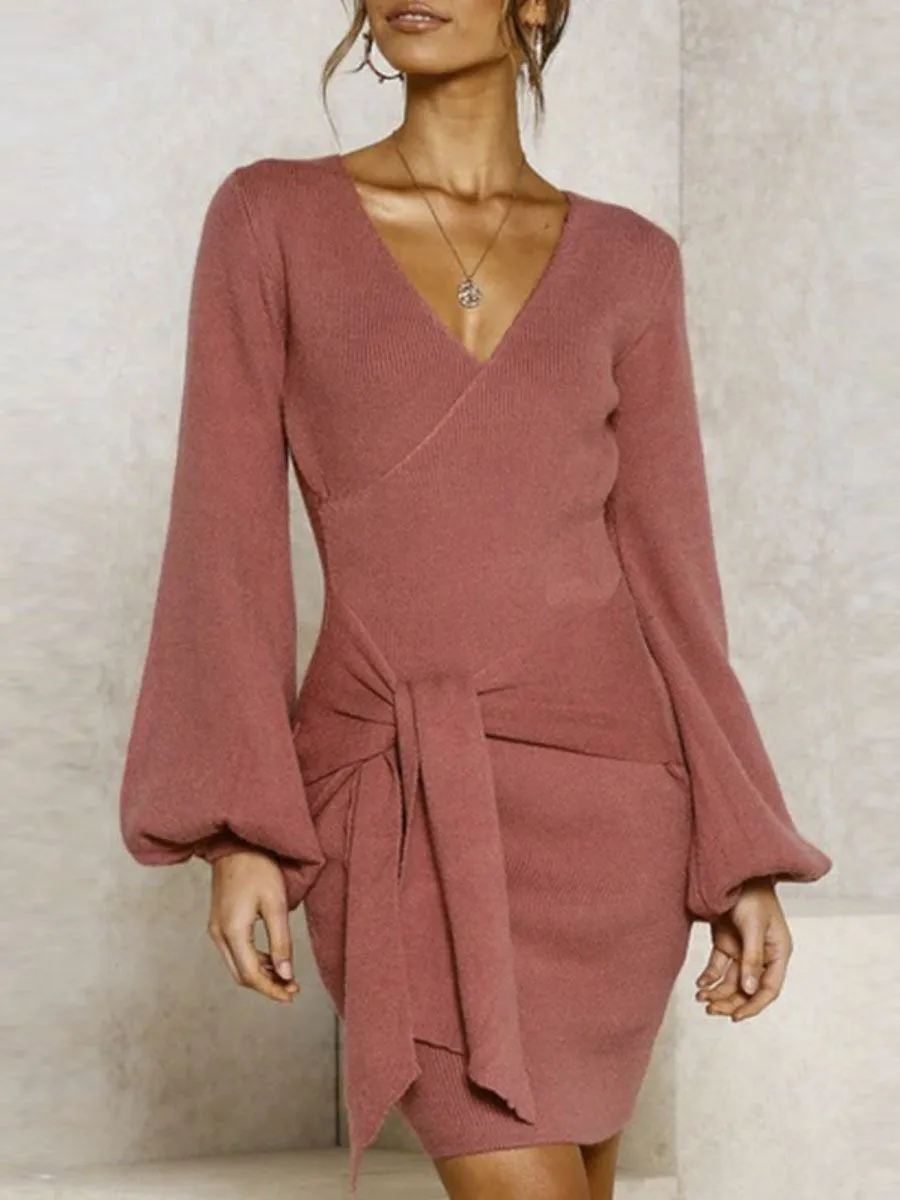 Not Giving Up V Neck Dress - Black/Coral Red