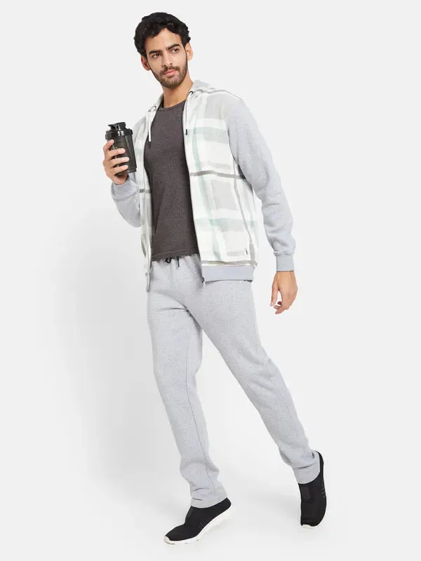Octave Men Checked Hooded Neck Jacket With Mid Rise Track Pant