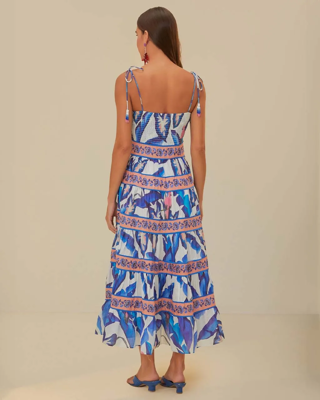 Off-White Blue Foliage Midi Dress