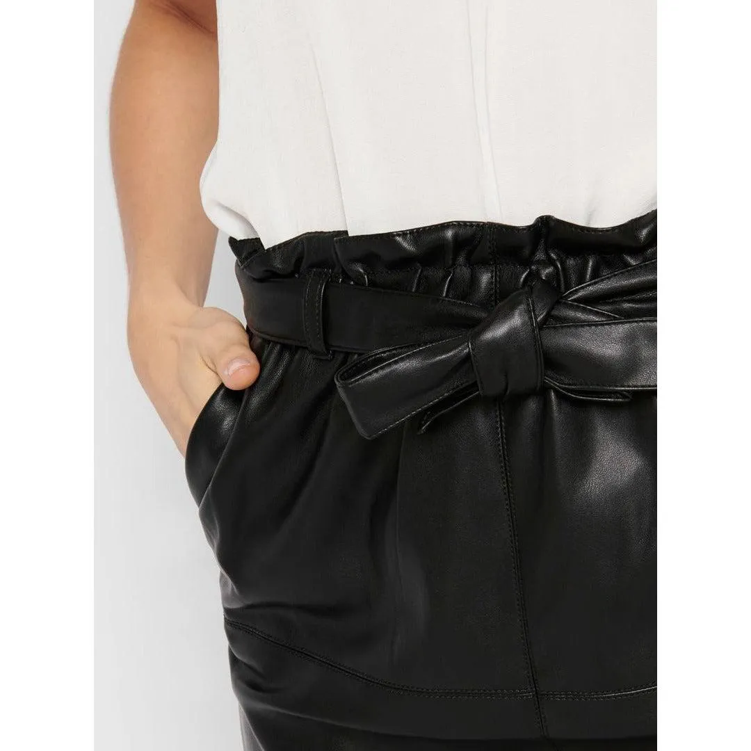 ONLY Leather Look Paper Bag Skirt ONLRIGIE Black UK 6