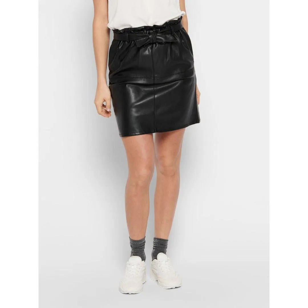 ONLY Leather Look Paper Bag Skirt ONLRIGIE Black UK 6