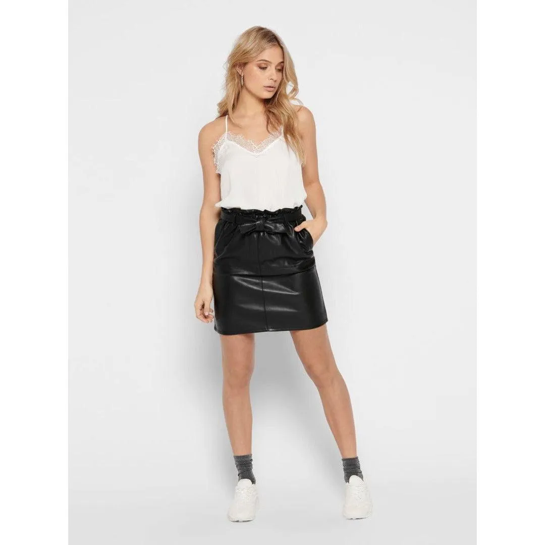 ONLY Leather Look Paper Bag Skirt ONLRIGIE Black UK 6
