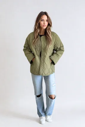 Ophelia Light Quilted Coat | Olive