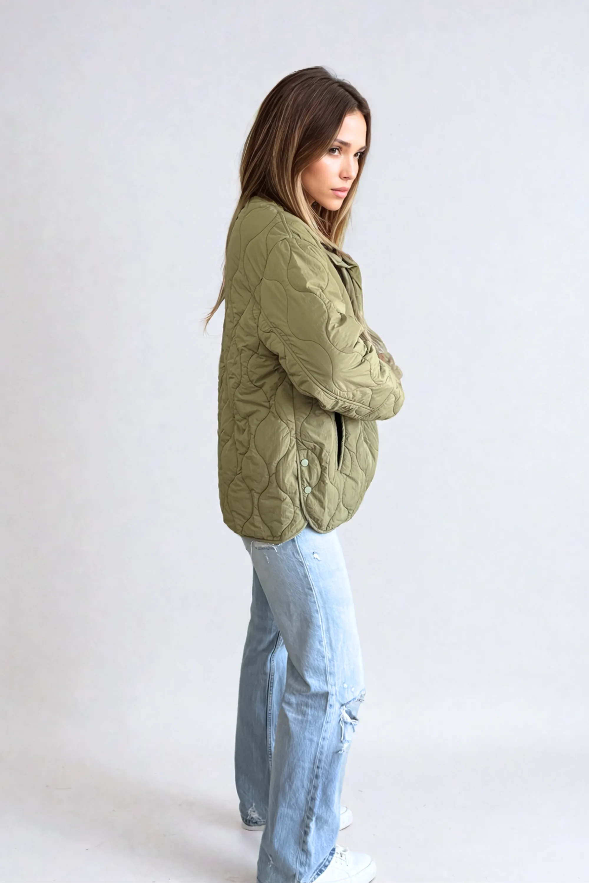Ophelia Light Quilted Coat | Olive