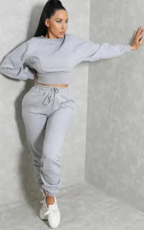 Oversized Seam Detail Fleece Co-Ord GREY