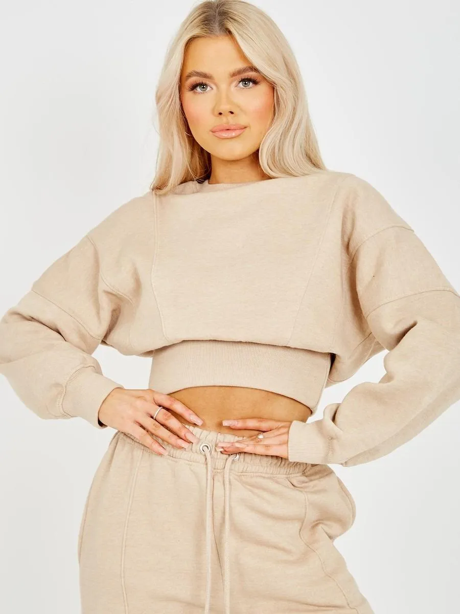 Oversized Seam Detail Fleece Co-Ord STONE