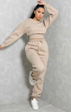 Oversized Seam Detail Fleece Co-Ord STONE