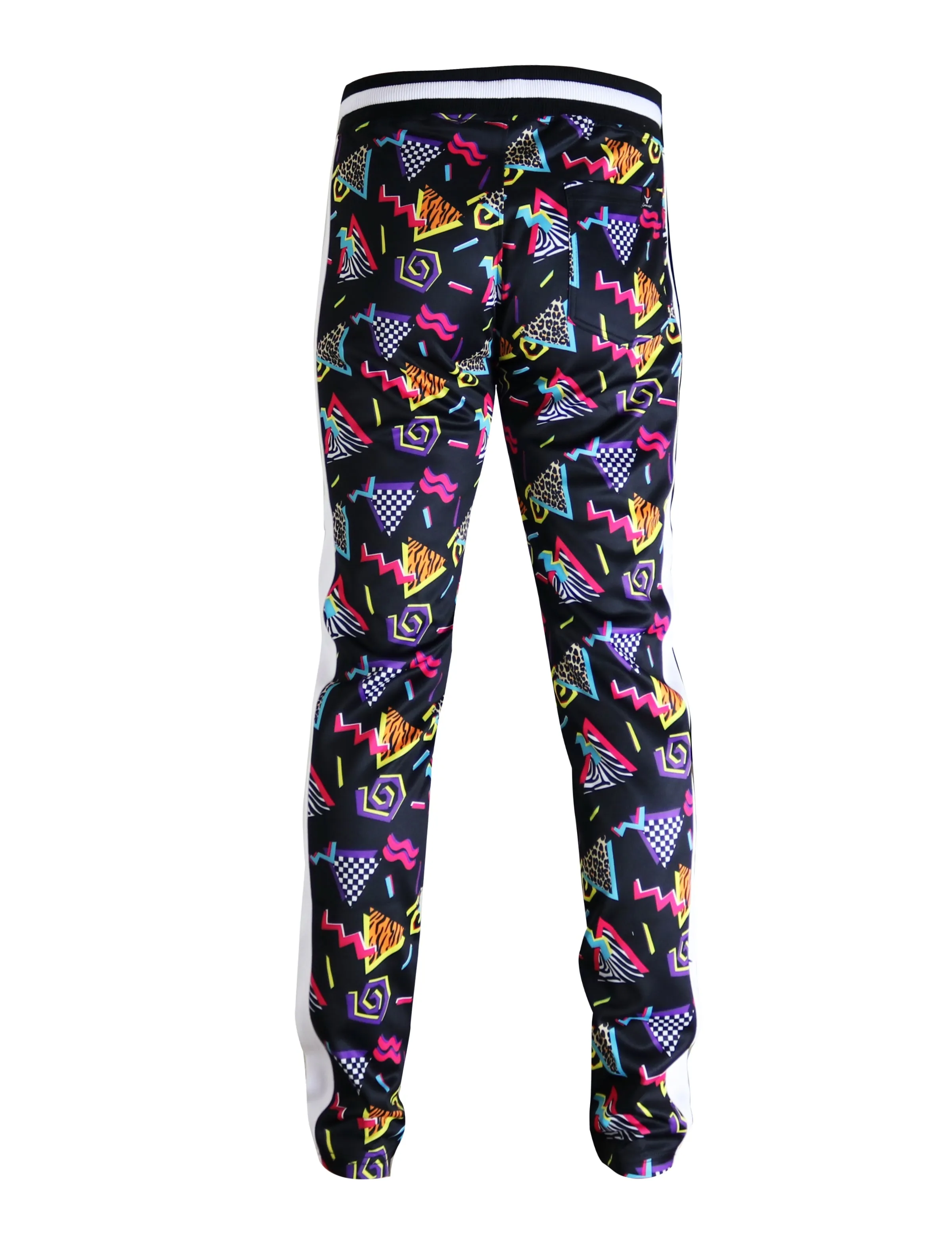 P11904-80'S RETRO PRINT TRACK PANTS (BLACK/POP)