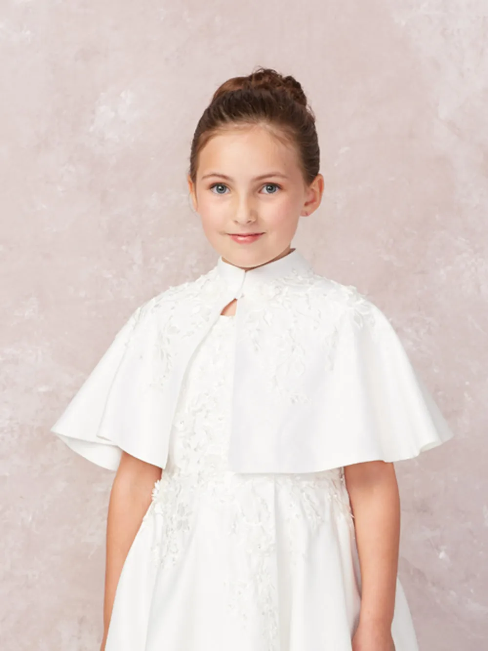 Party Girl Lace Applique Satin Cape Dress by TIPTOP KIDS - AS7912