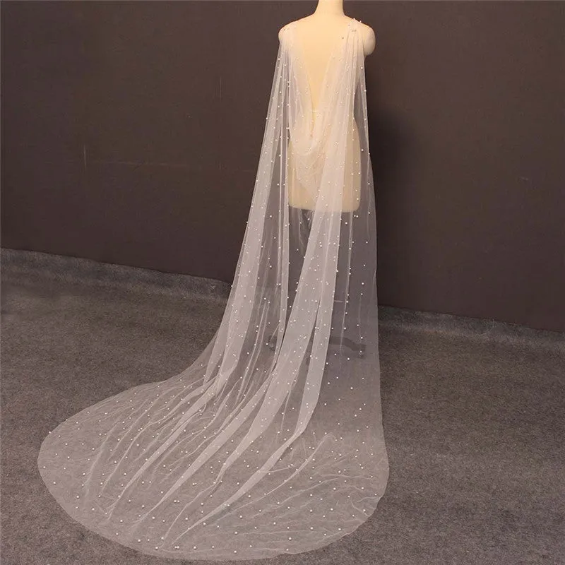 Pearl Adorned Wedding Shawl /Cape