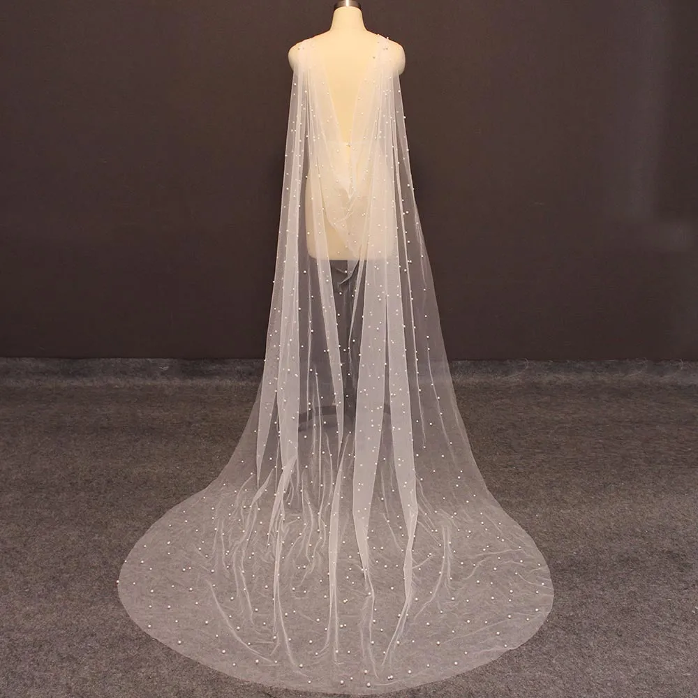 Pearl Adorned Wedding Shawl /Cape
