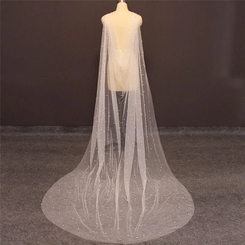 Pearl Adorned Wedding Shawl /Cape