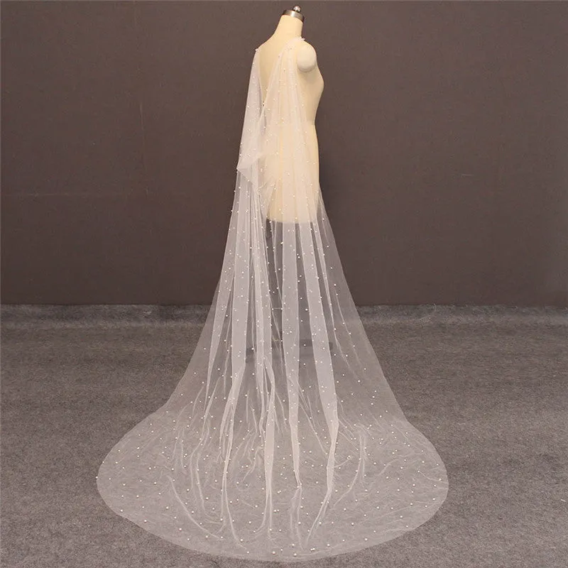 Pearl Adorned Wedding Shawl /Cape