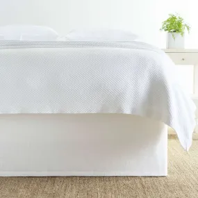 Pine Cone Hill Stone Washed Linen White Tailored Paneled Bed Skirt
