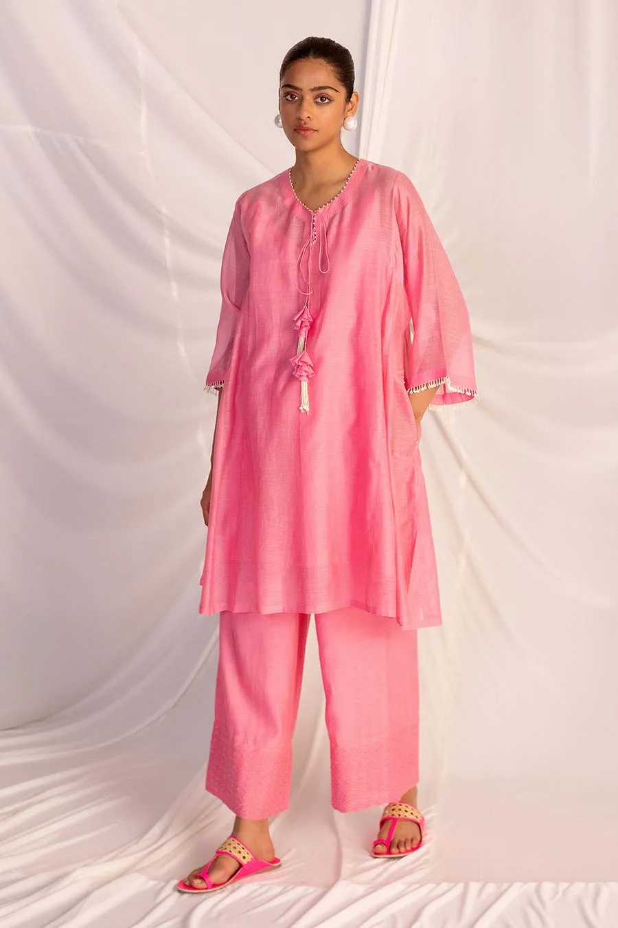 Pink Embellished Tunic & Pant Set