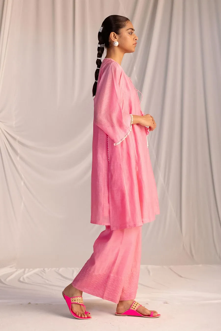 Pink Embellished Tunic & Pant Set