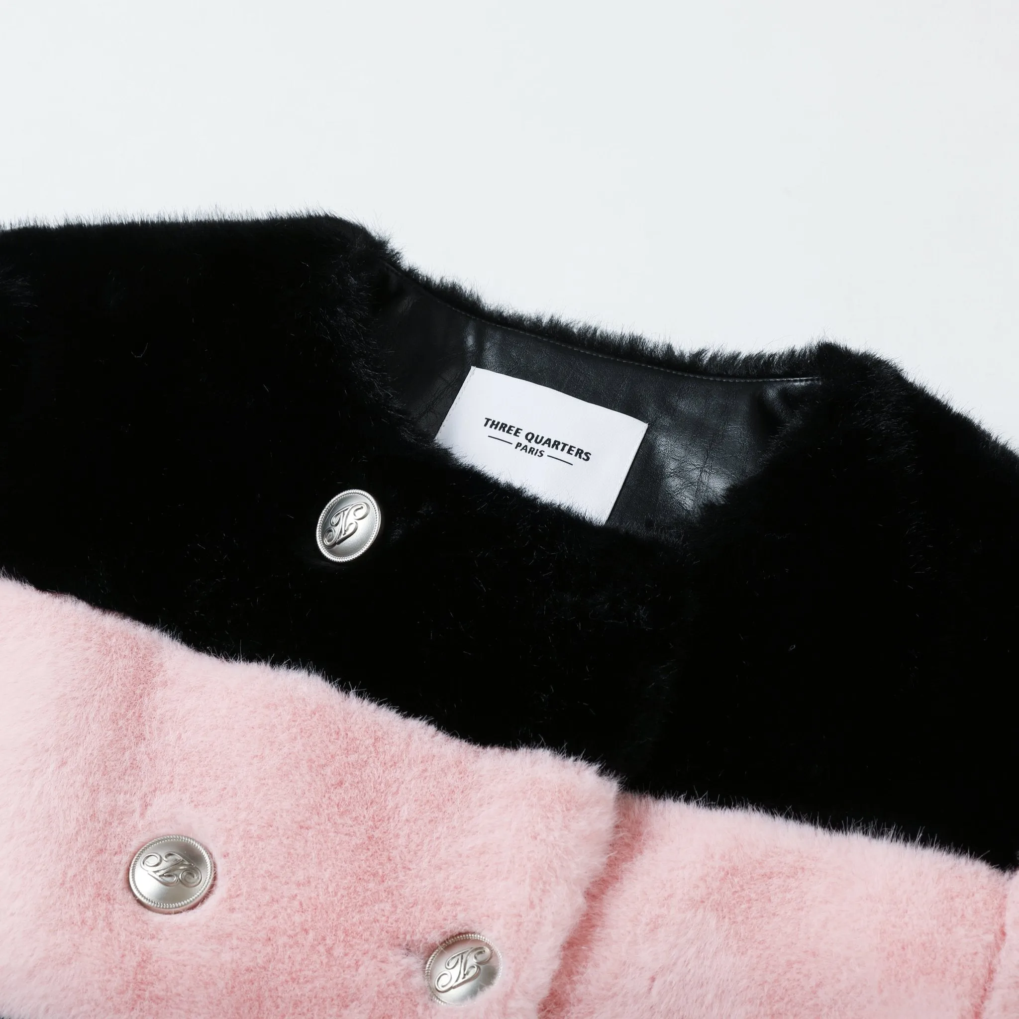 Pink Striped Patchwork Fur Coat