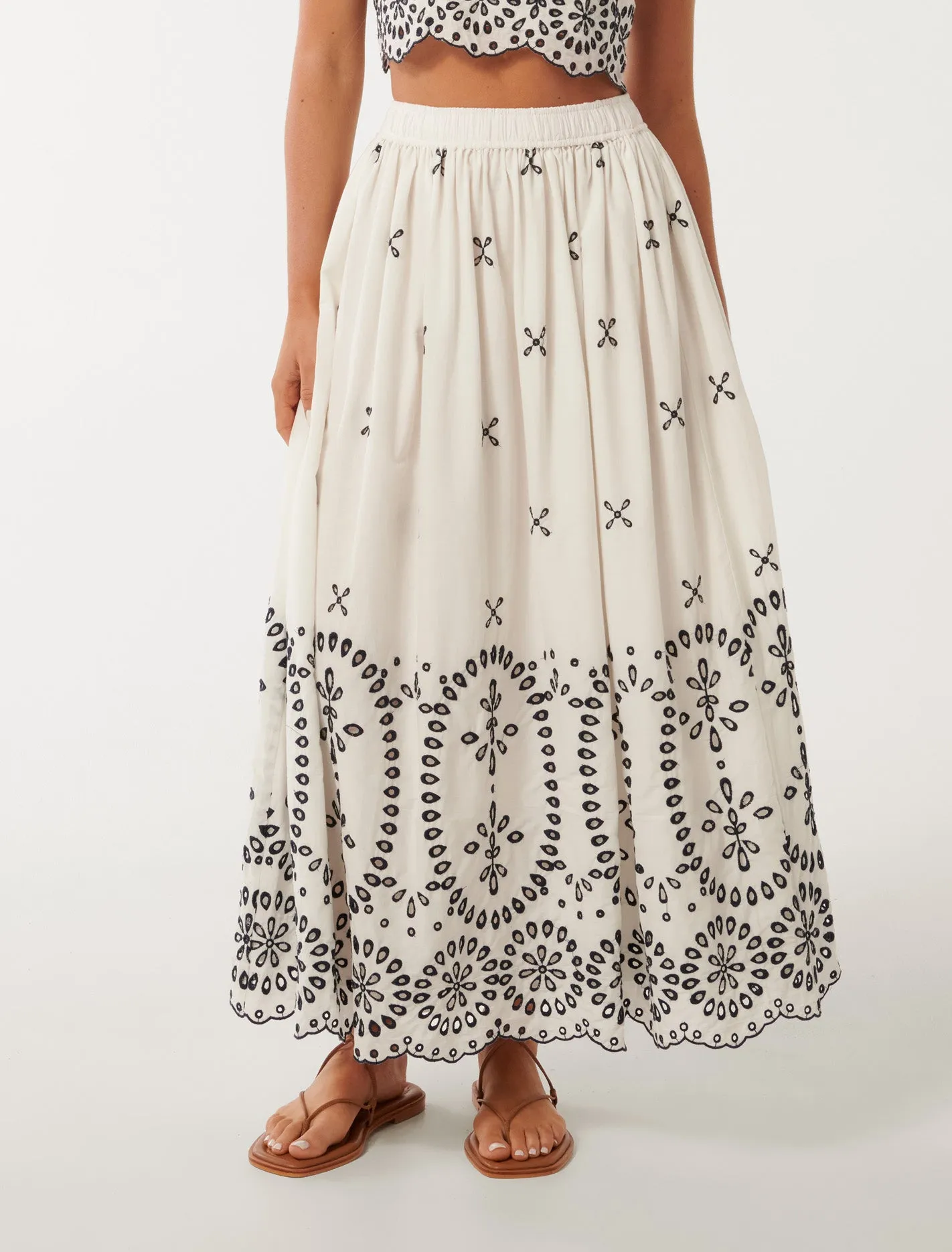 Polly Embroidery Midi Skirt