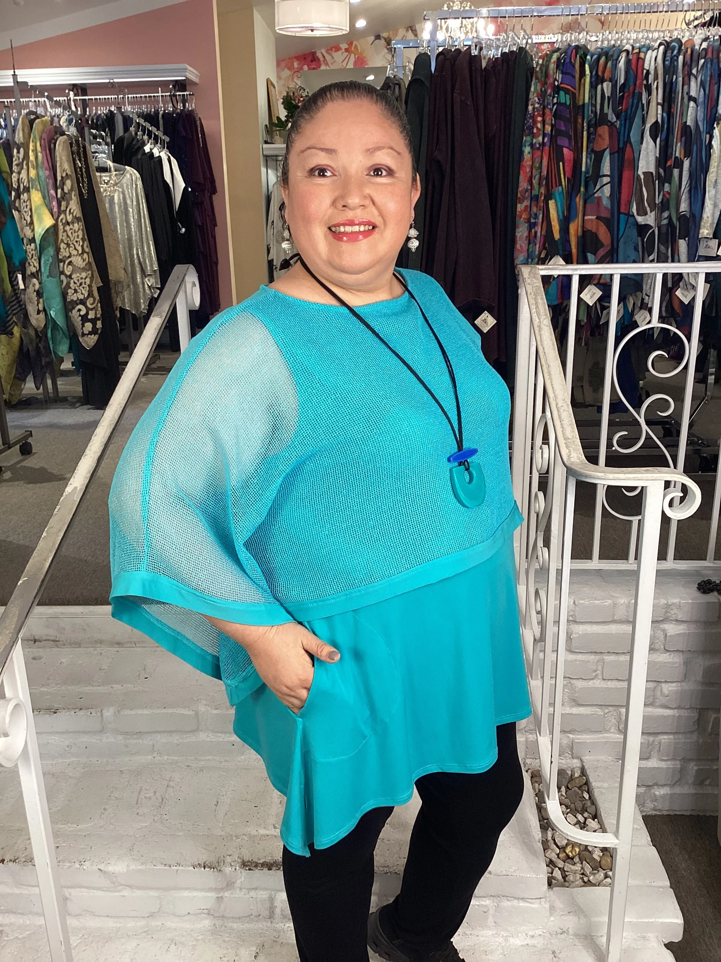 PONCHO LAYER TOP - JADE