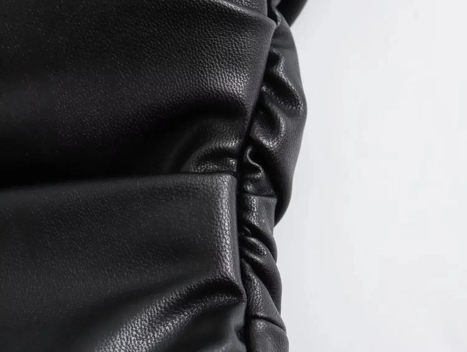 Pre Order:  Ruched Faux Leather Sleeveless Dress