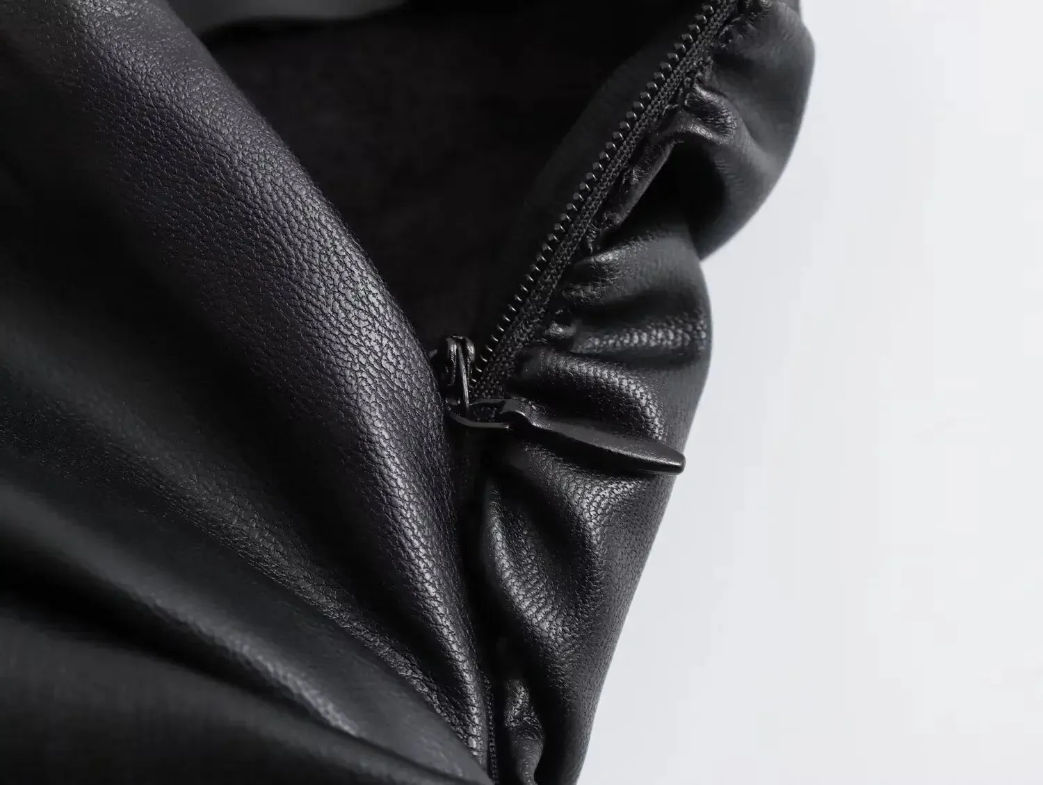 Pre Order:  Ruched Faux Leather Sleeveless Dress