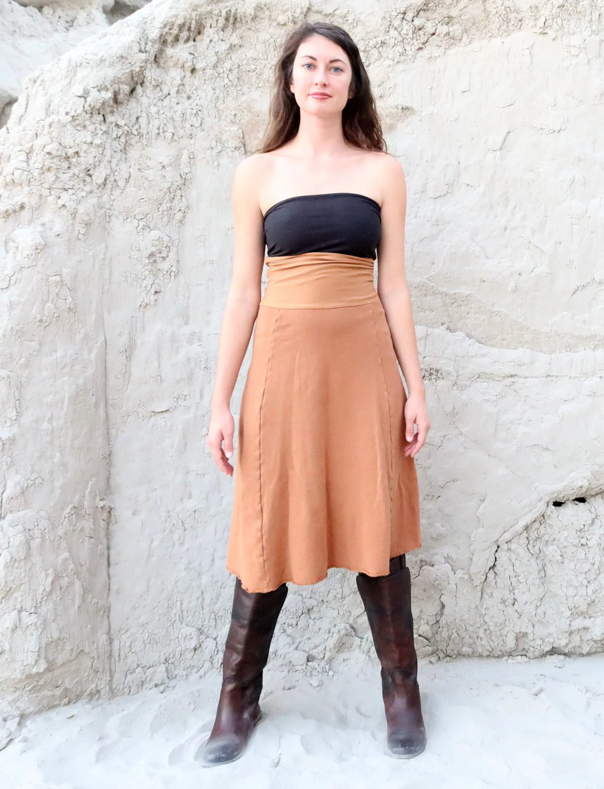 Princess Seam Below Knee Skirt