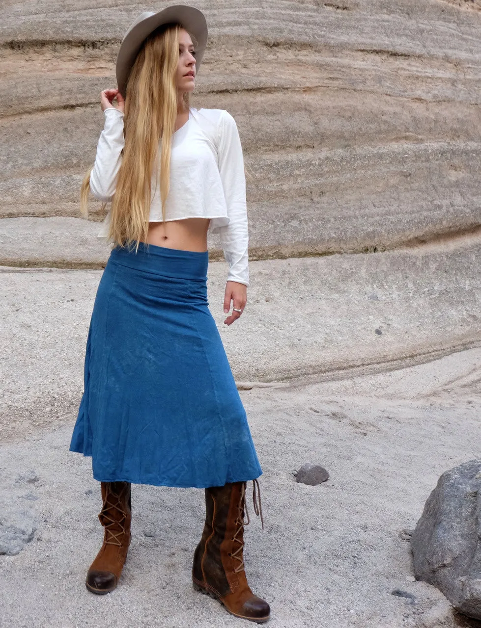 Princess Seam Below Knee Skirt