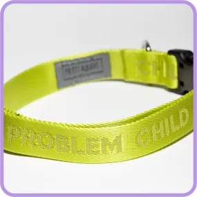 Problem Child (Tennis Ball Green) Dog Collar