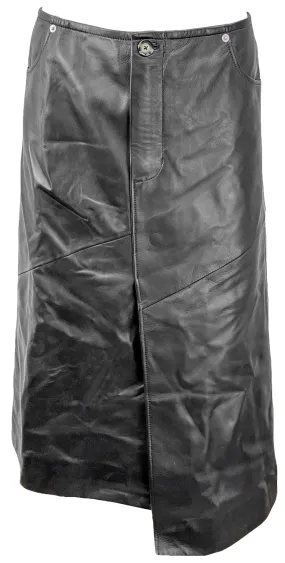Proenza Schouler Asymmetric Leather Midi Skirt in Black