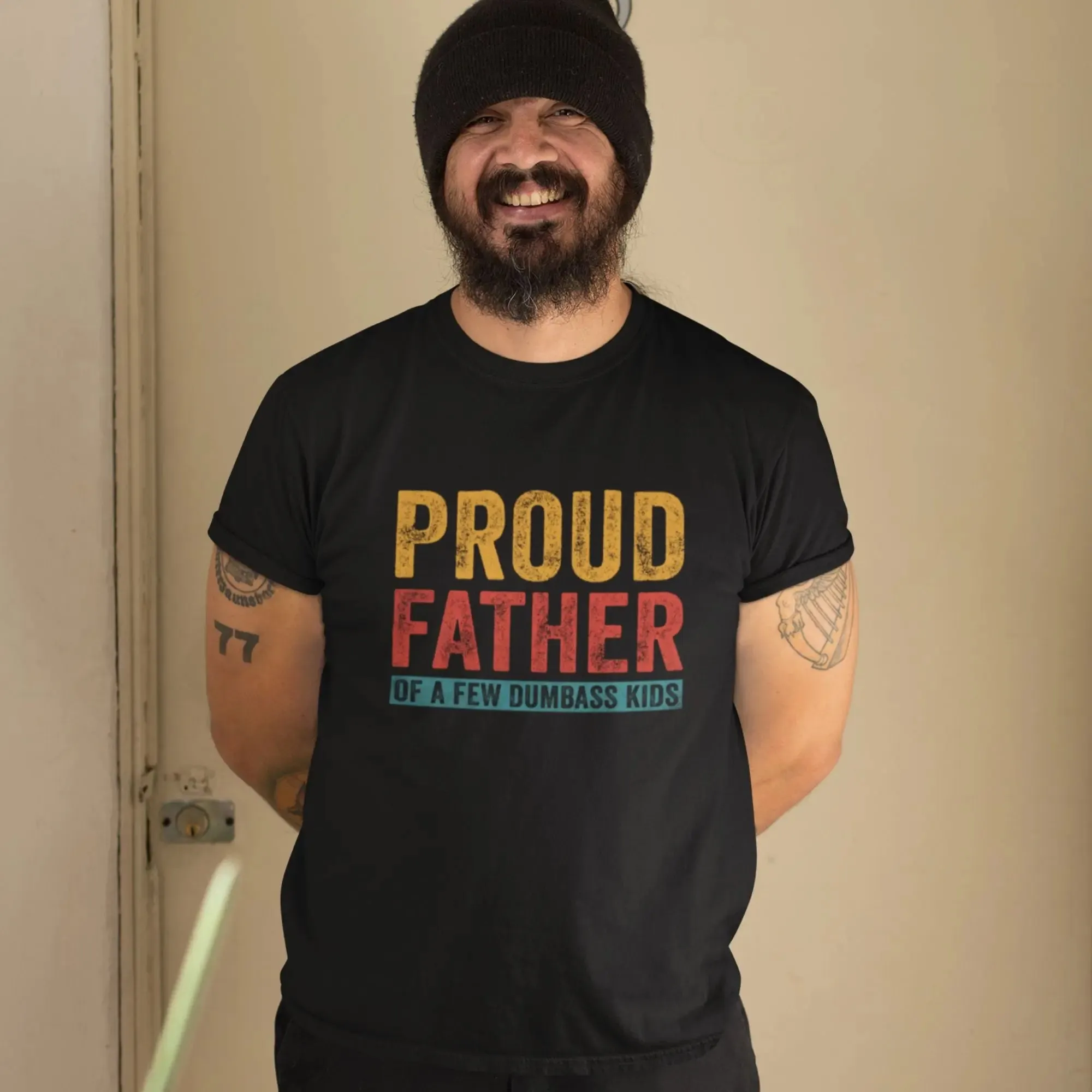 Proud Father of a few Dumbass kids Unixes Round Neck Half Sleeve Classic T-Shirt