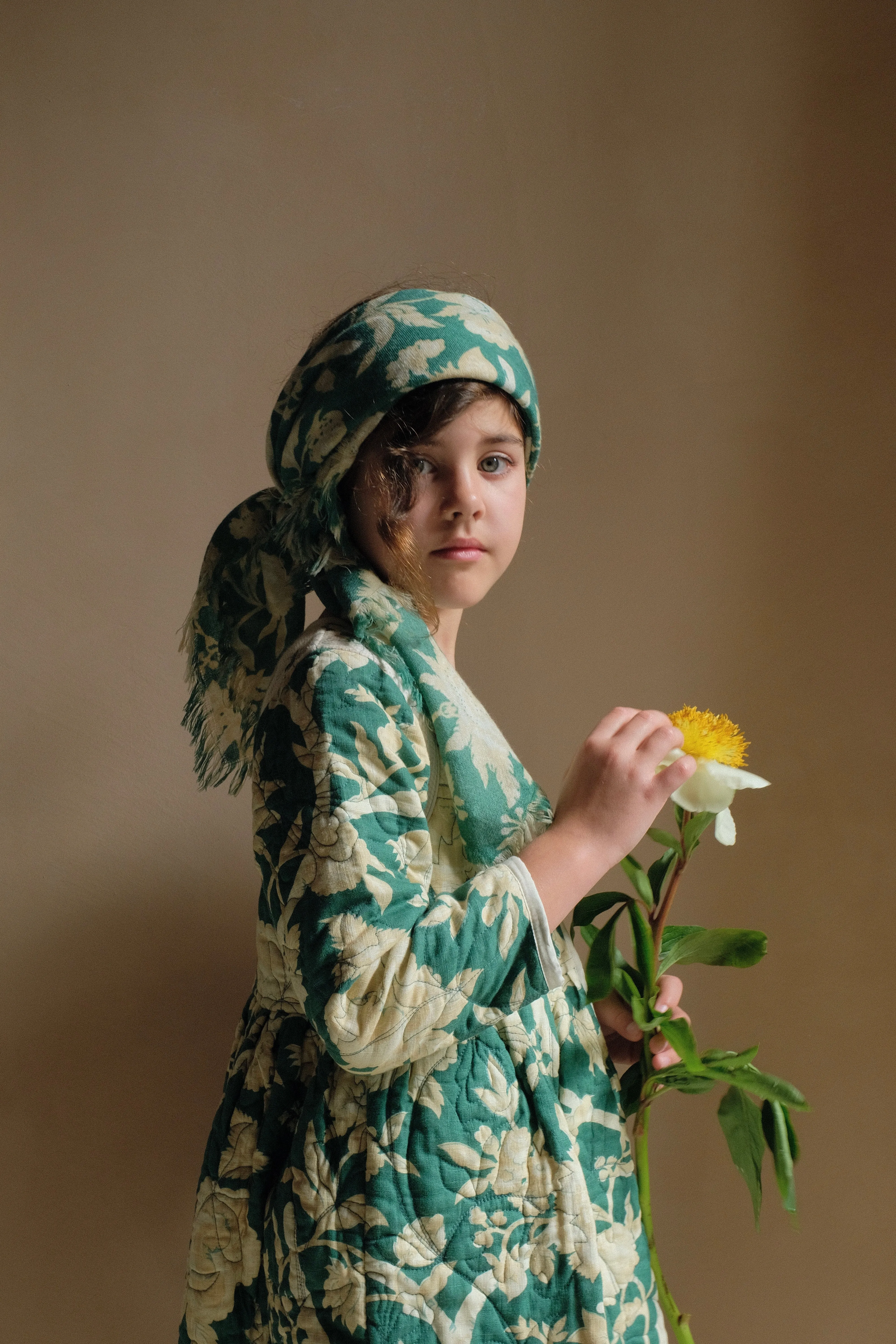 Quilted Dress coat green flower