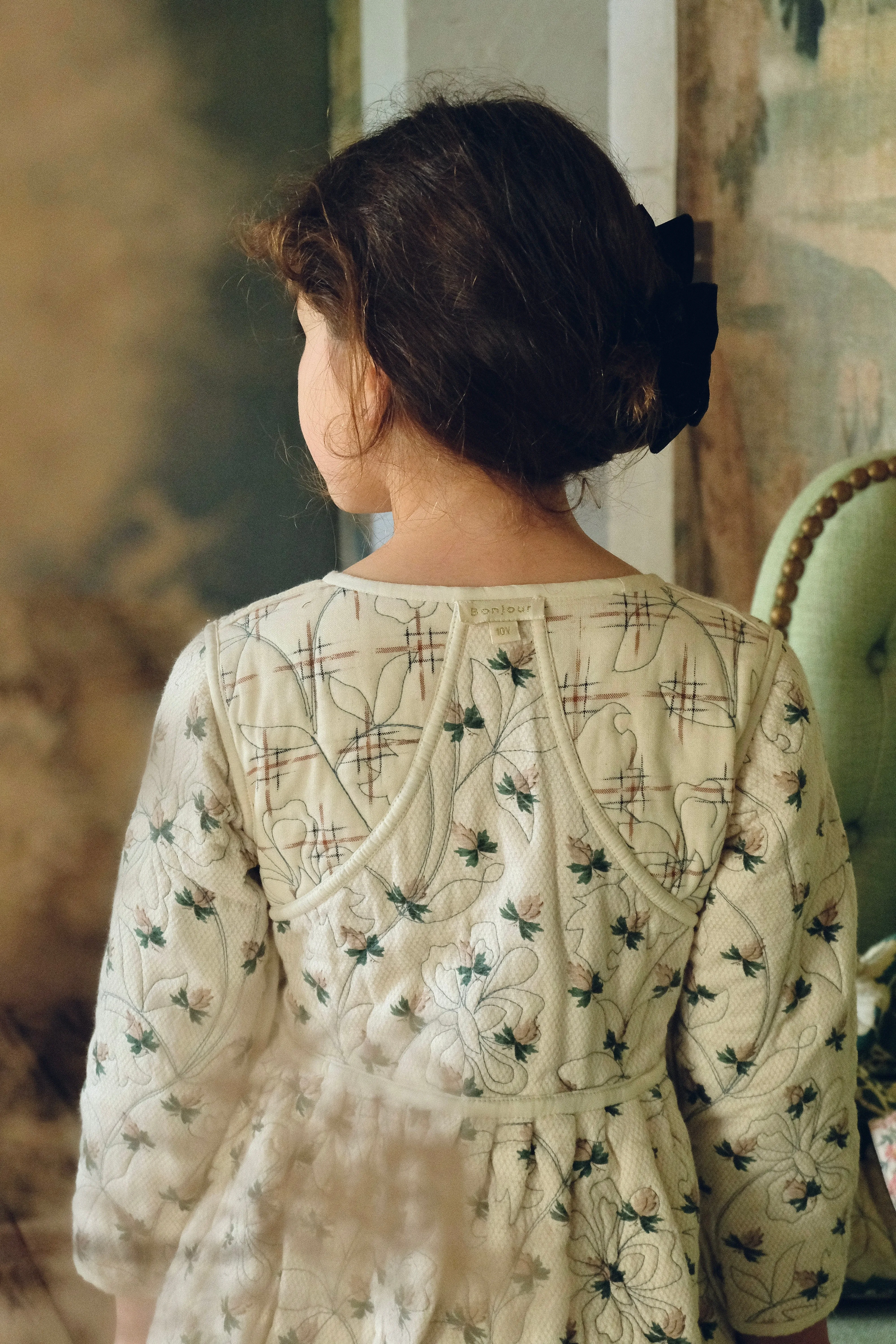 Quilted Dress coat green flower