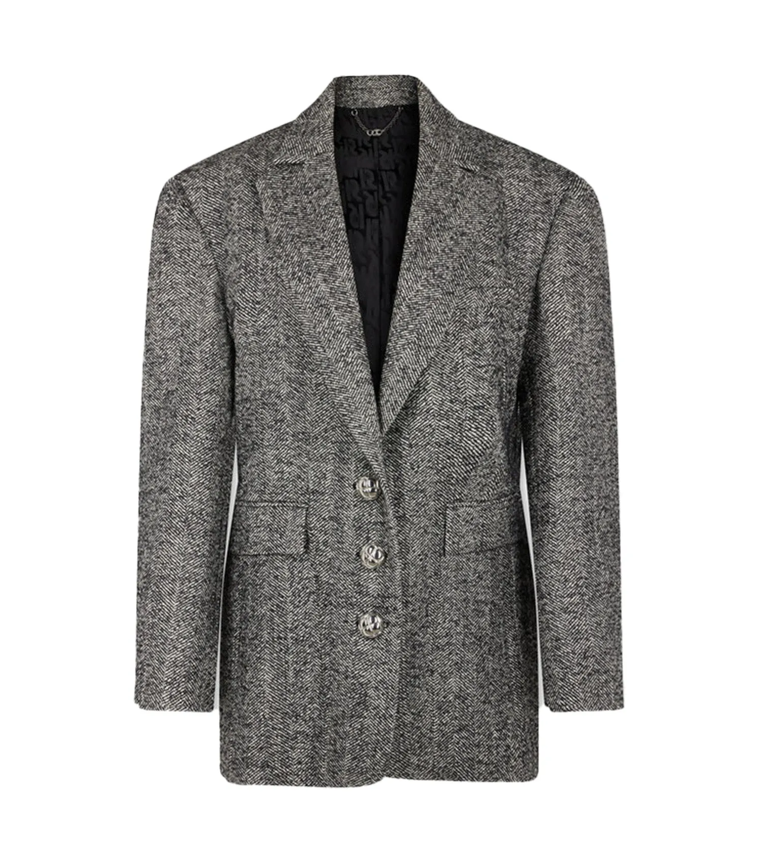 RABANNE Long Blazer in Herringbone Wool