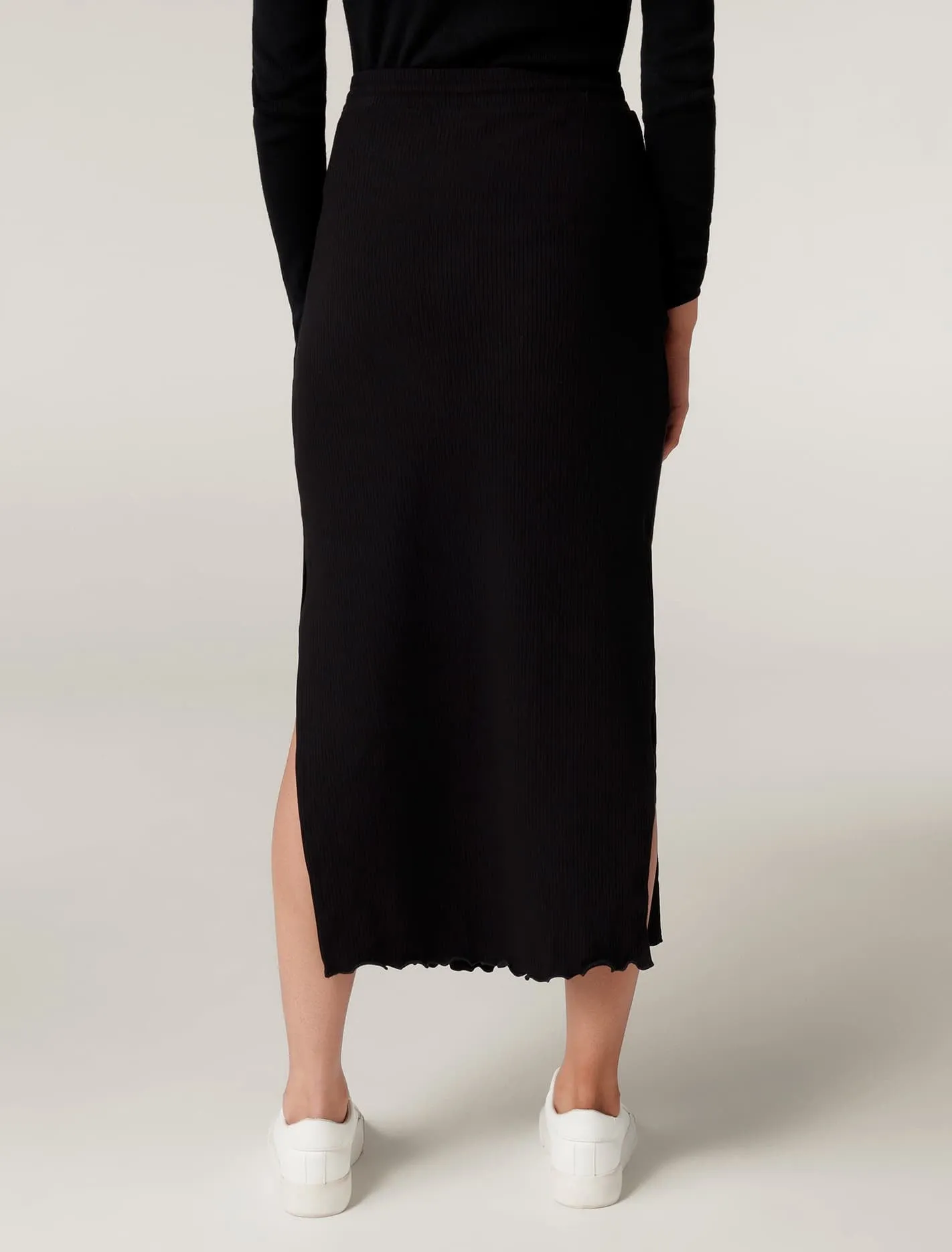 Rania Rib Drawcord Midi Skirt