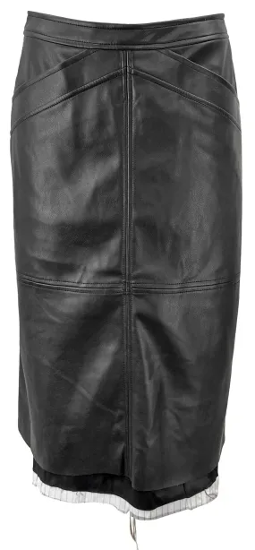 Raquel Allegra Faux Leather Midi Skirt in Black