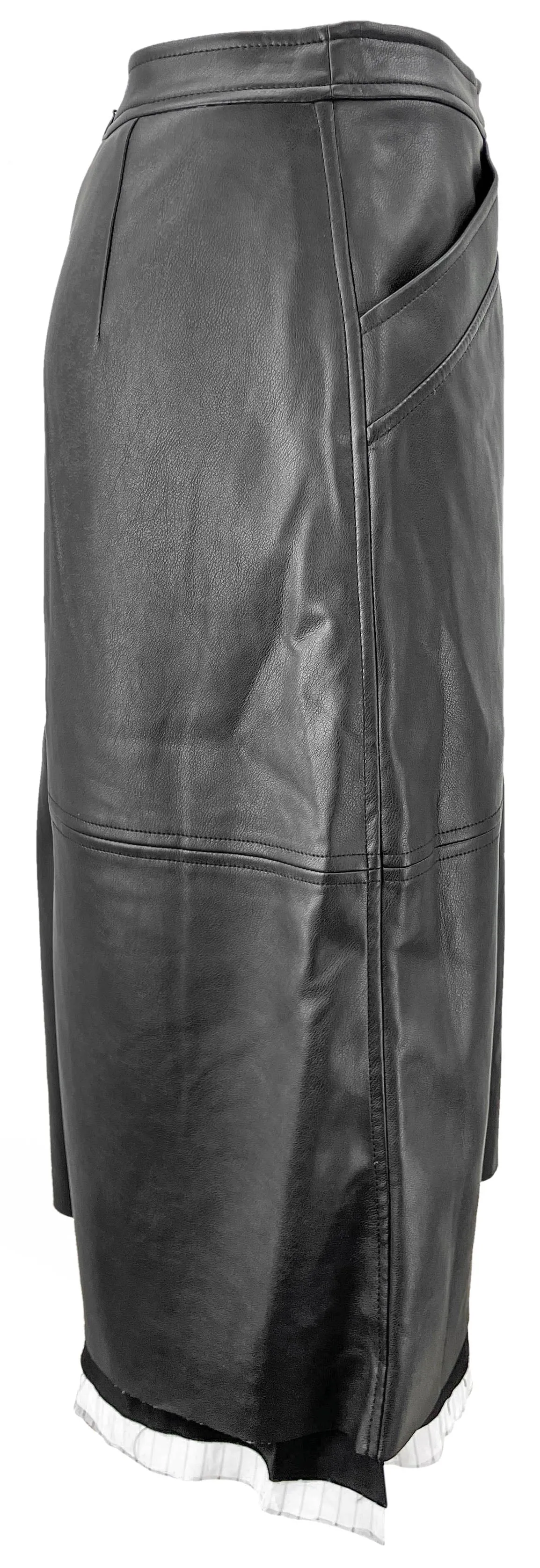 Raquel Allegra Faux Leather Midi Skirt in Black