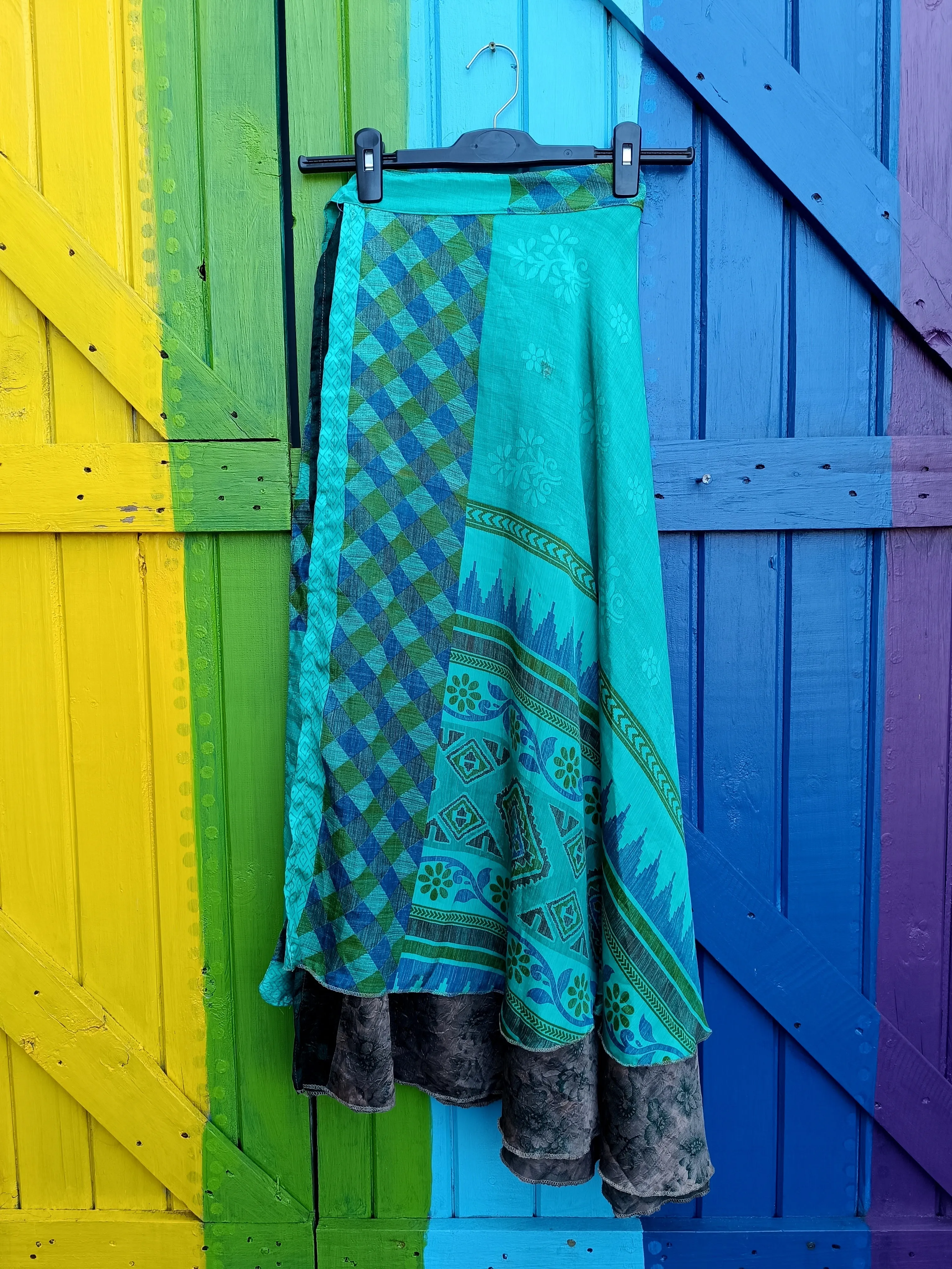 Recycled Upcycled Silk Poly Silk Wrap Skirts One Size