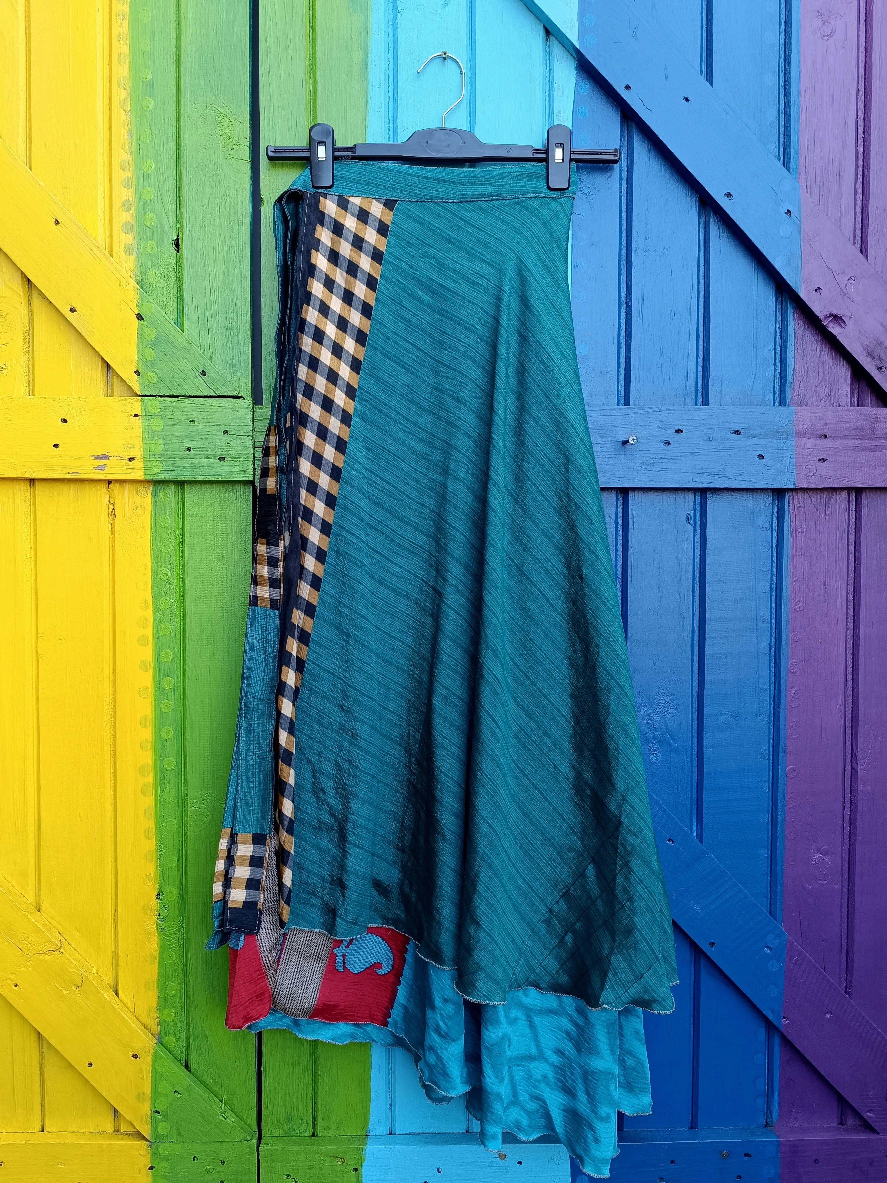 Recycled Upcycled Silk Poly Silk Wrap Skirts One Size