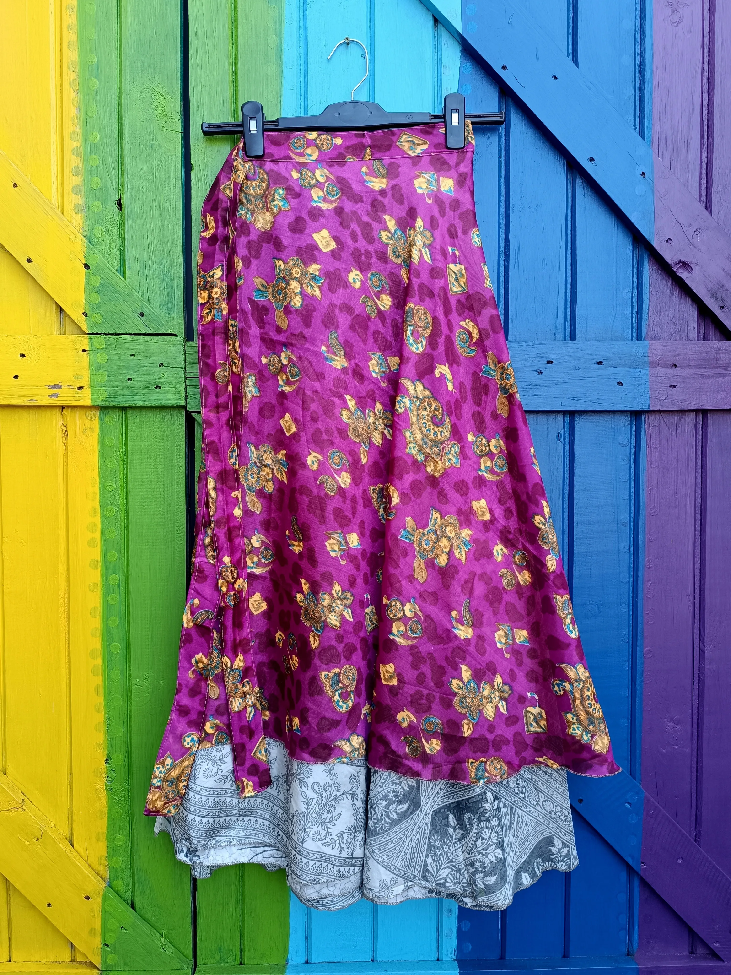 Recycled Upcycled Silk Poly Silk Wrap Skirts One Size