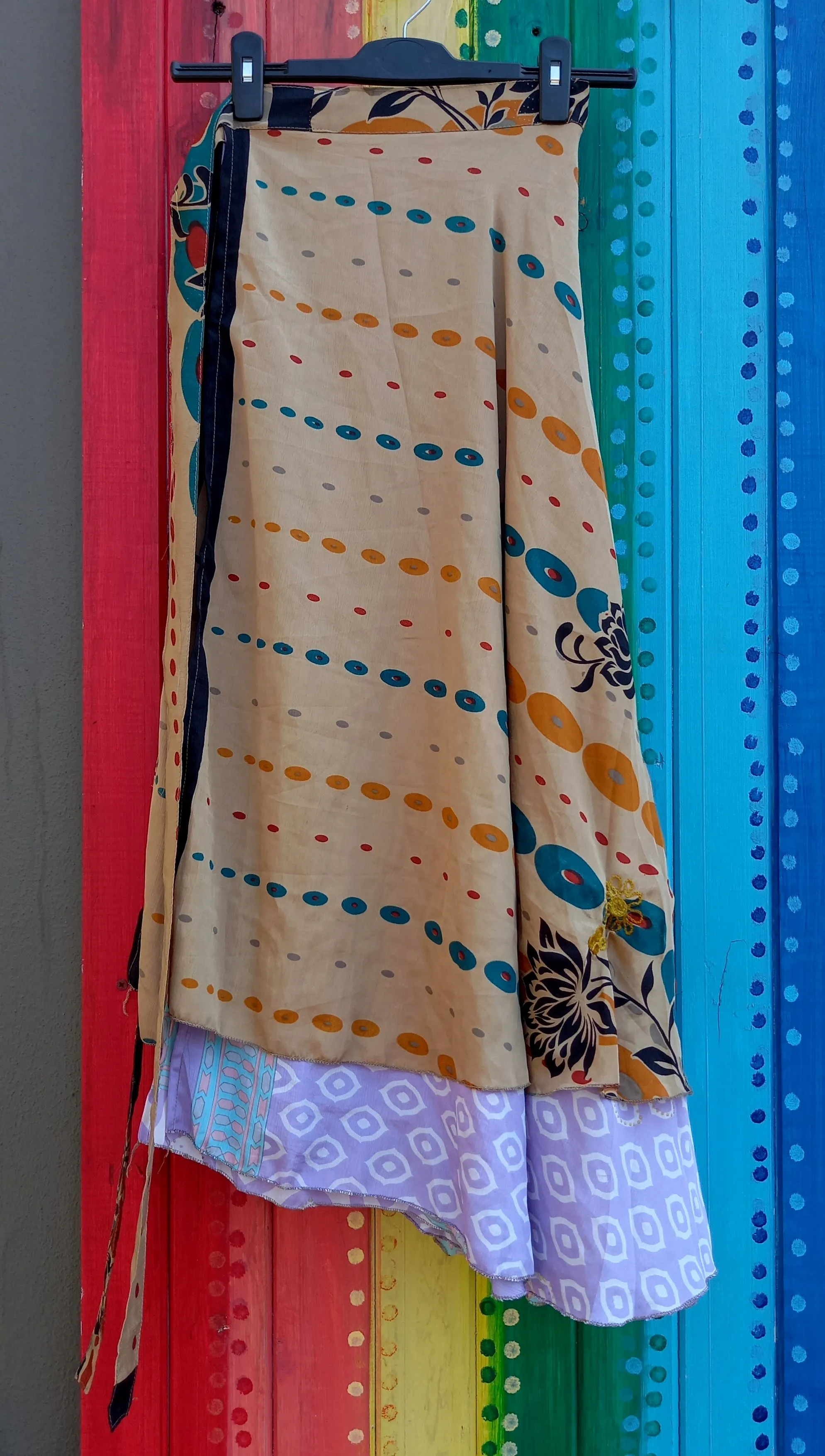 Recycled Upcycled Silk Poly Silk Wrap Skirts One Size