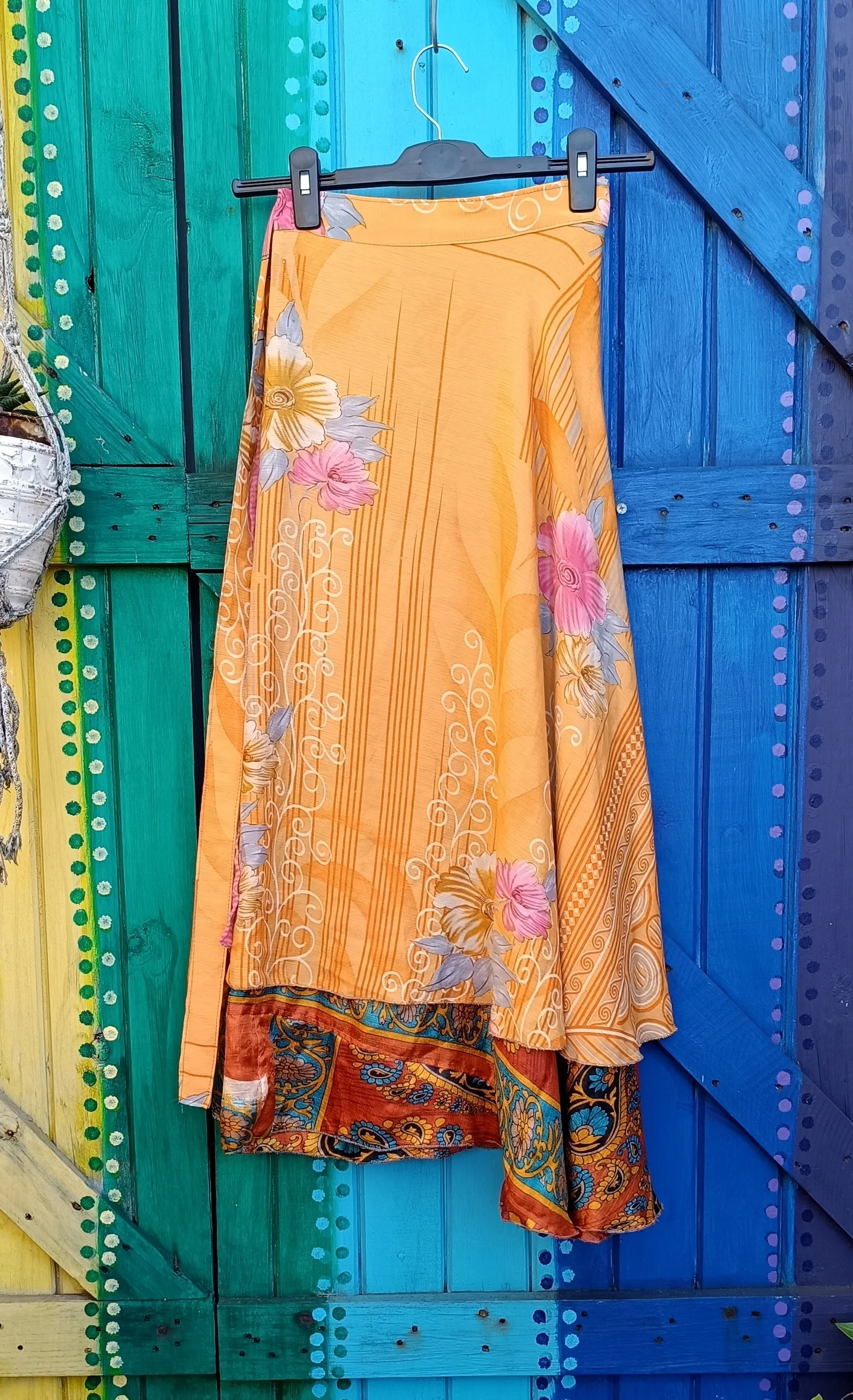 Recycled Upcycled Silk Poly Silk Wrap Skirts One Size
