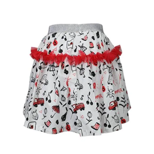 RED AND WHITE DOODLE SKIRT SET