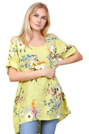 Relaxed Fit Italian One Size Tunic Top With Floral Print